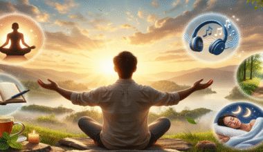 প্রকৃতির মাঝে ধ্যান ও রিল্যাক্সেশনের মাধ্যমে মানসিক চাপ কমানোর একটি শান্ত ও প্রশান্ত দৃশ্য